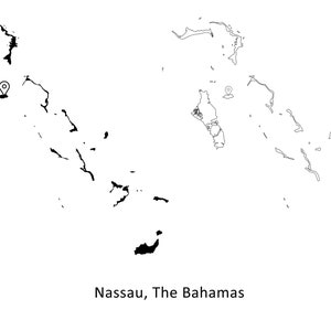 Nassau The Bahamas Karte Hauptstadt Country Location Pin Schwarz Weiß Silhouette Umriss Geografie Region Landkarten Insel jpg svg png ai eps