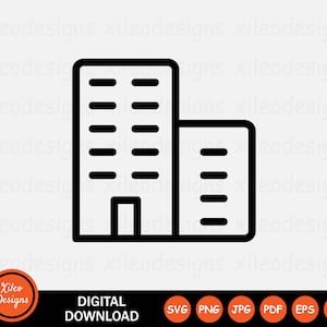 Buildings Line Icon SVG - Building Office Blocks Apartment Skyscrapers Symbol Sign Clipart Cricut Vector Digital Download png jpg pdf eps ai
