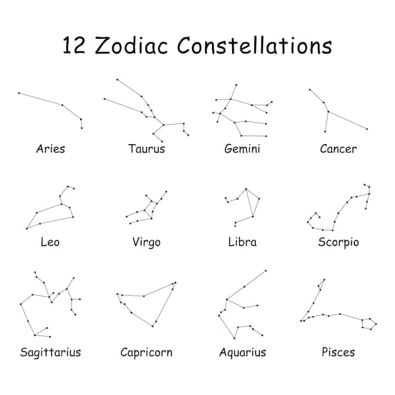 Download 12 Twelve Zodiac Star Stars Constellations Set Western Etsy