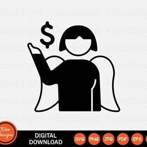 Angel Investor Icon SVG - Female Business Woman Money Finance Invest Sign Symbol Cricut Clipart Vector Digital Download png jpg pdf eps ai
