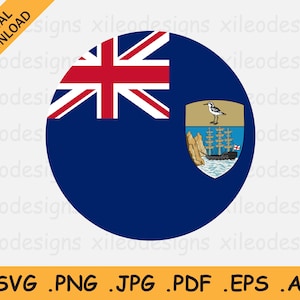 Saint Helena Round Flag SVG - St. Helenian Circle Circular Icon Banner Button Cricut Cut File Digital Download Vector svg eps ai png jpg pdf