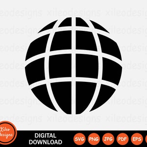 Ikona globu SVG Ziemia Globalna Planeta Światowa Kula 3D Znak Symbol Cricut Grafika wektorowa Wektor Cyfrowy Pobierz Clipart png jpg eps ai pdf