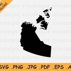 NordwestGebiete Kanada Karte SVG - Kanadier Gebiet Rand Rand Form Schwarz Silhouette, Cricut Cut File Vektor, eps ai png jpg pdf