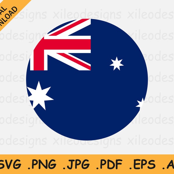 Australia Round Flag SVG, Australian Circular Banner, National Circle Button, Digital Download Vector, Cricut Cut File, eps ai png jpg pdf