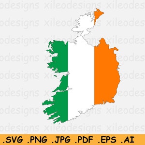 Republiek Ierland Kaart Vlag SVG, Ierse SVG Cricut Cut File Country Nation Silhouette Outline Atlas, Clipart Vector Icon, eps ai png jpg pdf