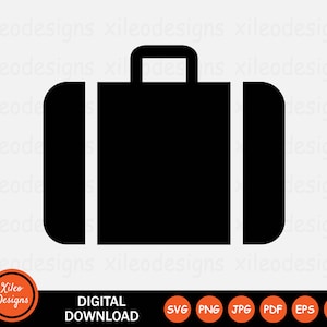 Icône de sac porte-documents SVG valise bagages bagages sac à main signe symbole Cricut graphique vectoriel Vector Clipart png jpg eps ai pdf téléchargement numérique