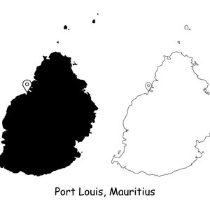 Port Louis Mauritius Karte Hauptstadt Landort Pin Schwarz Weiß Silhouette Umriss Geografie Region Hauptstadt Karten jpg svg png ai eps