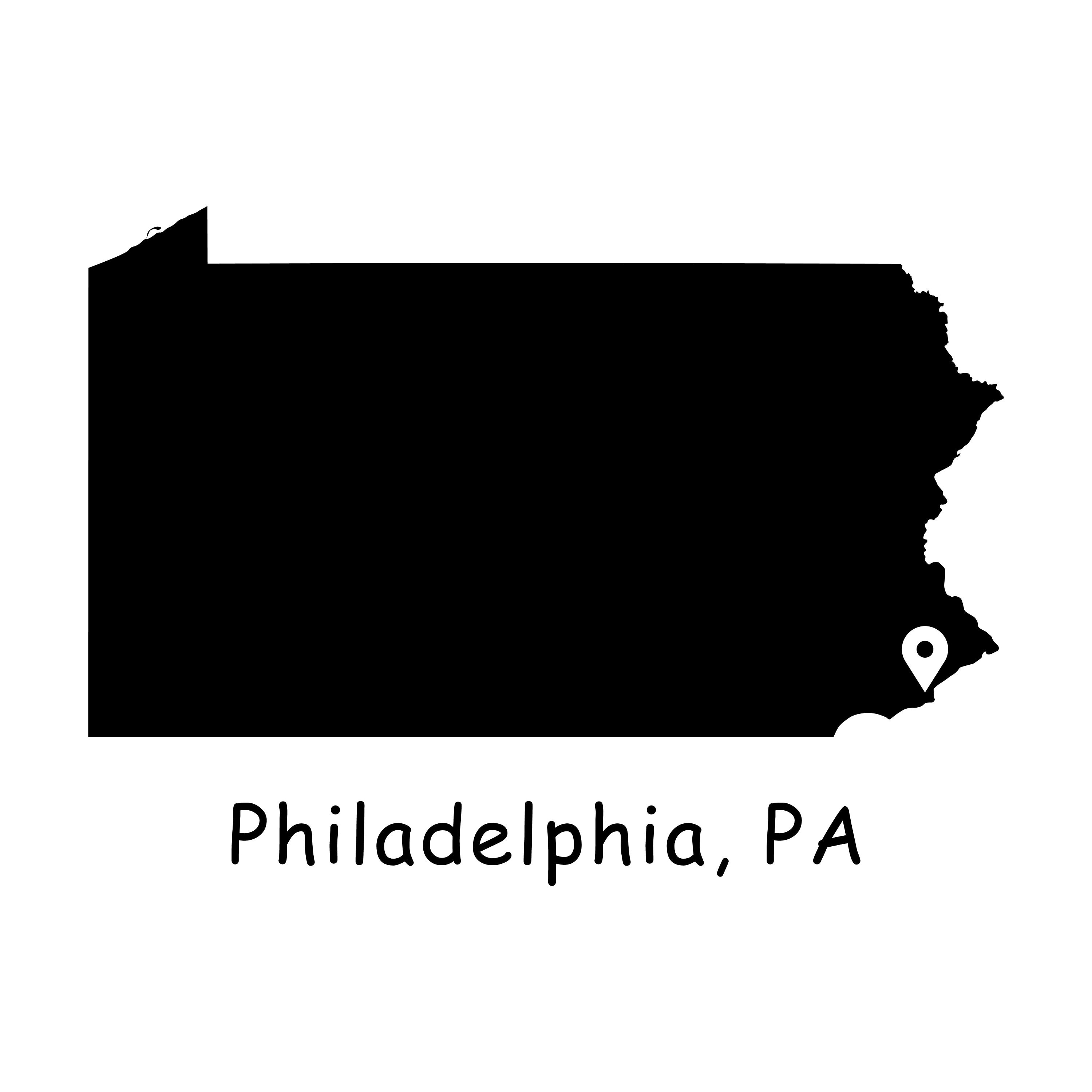 Philadelphia Pa Zip Code Map Philadelphia On Pennsylvania State Map Philadelphia Pa Usa | Etsy Uk