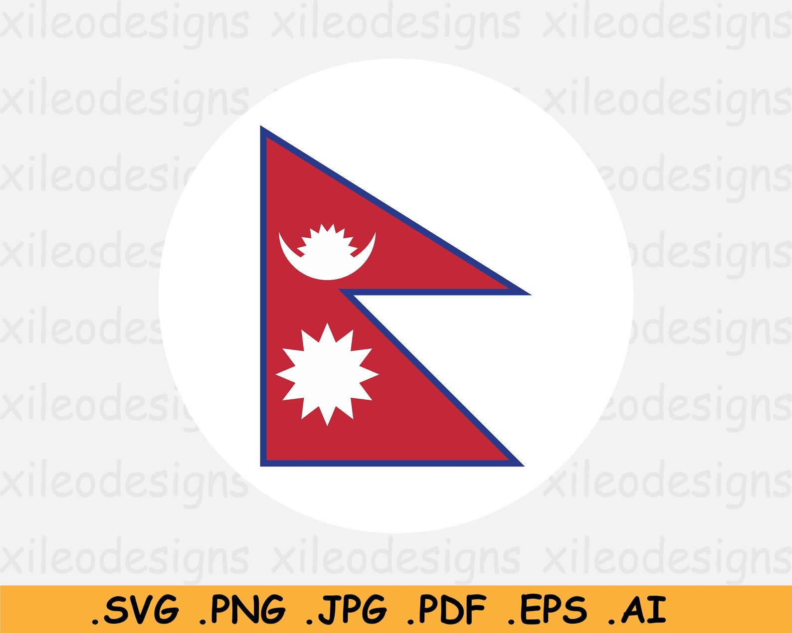 Nepal Round Flag SVG Nepali Nepalese Circular Banner | Etsy