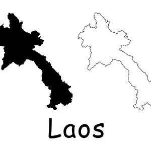 Karte von Laos, laotische Karte, detaillierte solide Umrisslinie Boundary Map von Laos, sofortiger digitaler Download svg png eps ai