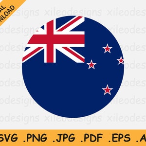 Neuseeland Runde Flagge SVG - Kiwi Circle Banner, National Circular Button Icon, Cricut Cut File Digital Download Vektor, eps ai png jpg pdf