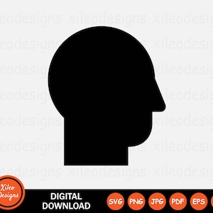 Head Shape Silhouette Icon SVG Profile Portrait Human Graphic Vector Clipart Sign Symbol Cricut Digital Download Vector png jpg eps pdf ai