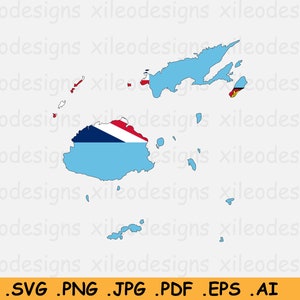 Fiji Island Flag Map SVG, Fijian Cricut Cut File, Country Nation Silhouette Outline Atlas, Scrapbook Clipart Vector Icon, eps ai png jpg pdf