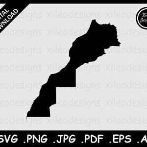 Marokko Landkarte SVG, Marokkanische LandKarte, Schwarze Silhouette Cutout Cricut Cut File Vektor Icon, png jpg jpeg pdf ai eps