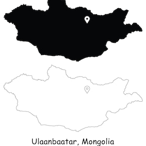 Ulaanbaatar Mongolische Karte Hauptstadt Landort Pin Schwarz Weiß Silhouette Umriss Geografie Region Mongolische Landkarten jpg svg png ai eps