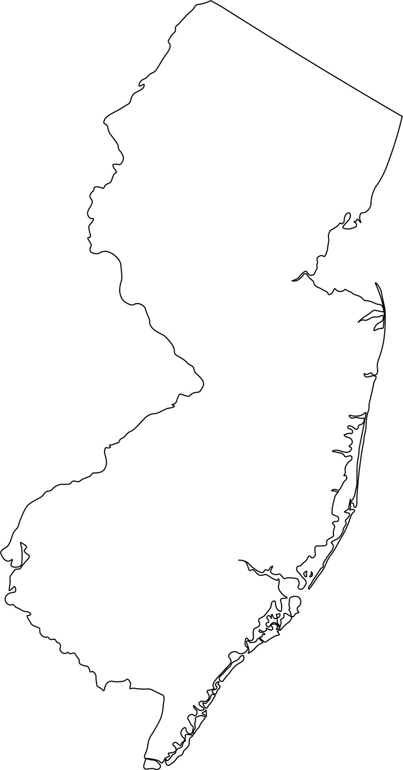 New Jersey Map SVG - NJ USA United States of America Us, Black White ...