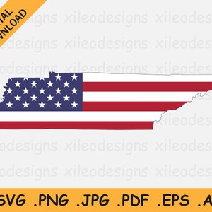 Tennessee Karte US Flagge svg - TN USA auf amerikanischer Flagge, Amerika State Banner Form Rand Rand Umriss, Cricut Cut File Vektor, eps ai png jpg pdf