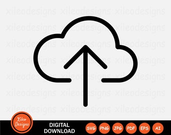 Télécharger nuage icône flèche vers le haut serveur stockage données réseau signe symbole Cricut graphique vectoriel vecteur téléchargement numérique Clipart png jpg eps ai pdf