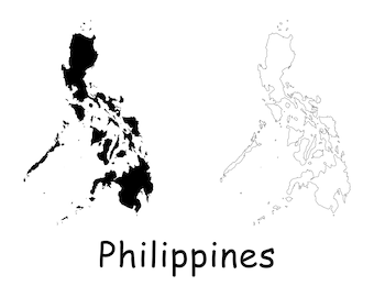 Carte des Philippines, carte des Philippines, noir blanc détaillé trait continu Nation des Philippines carte téléchargement numérique instantané svg png eps ai