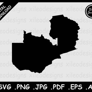 Sambia Landkarte SVG, Sambianische Landesgrenze Grenzkarte, schwarze Silhouette Cricut Schnitt Datei Vektor Icon Ausschnitt, png jpg jpeg pdf eps ai