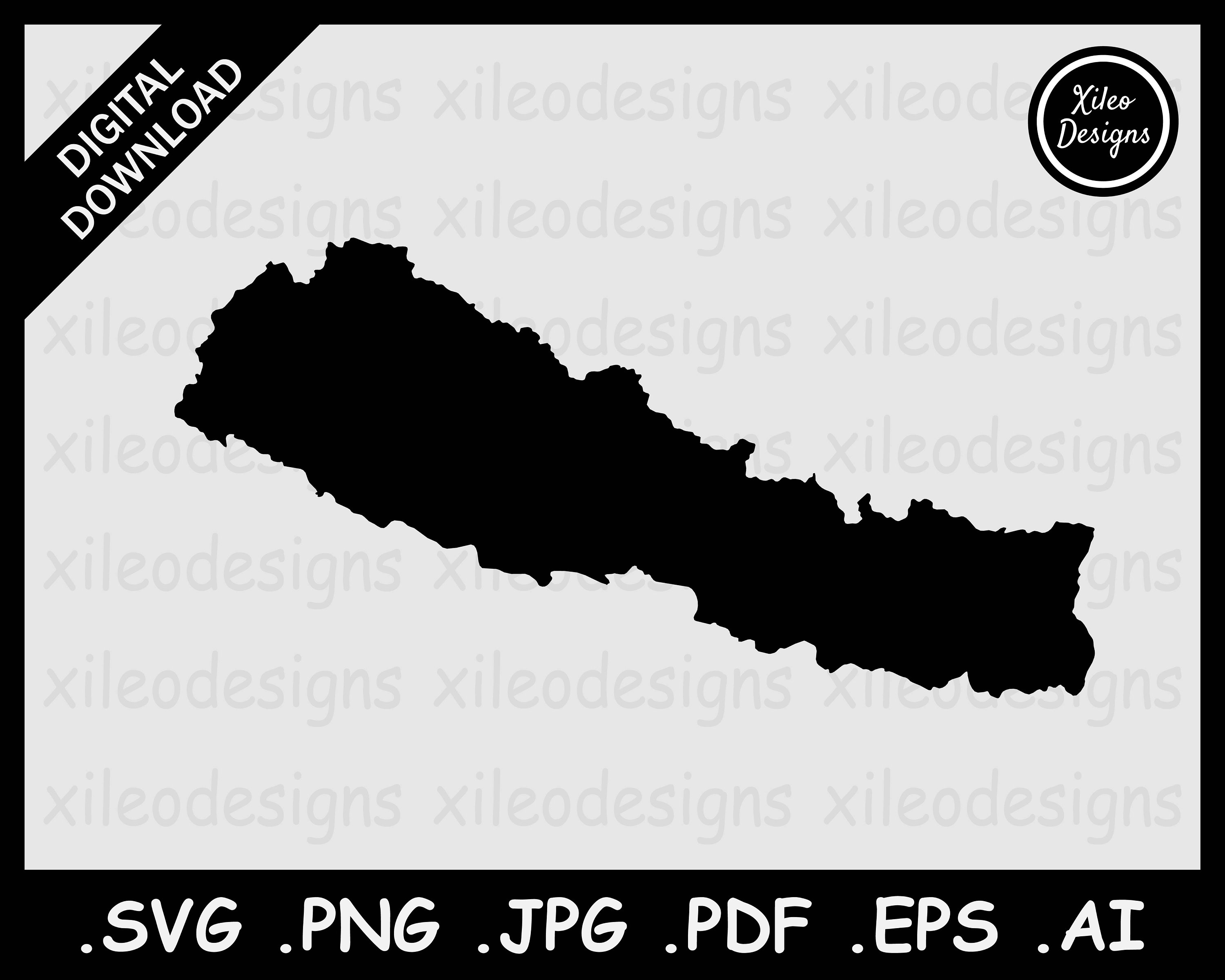 Nepal Map SVG, Nepalese Nepali Country National Border Boundary, Black ...