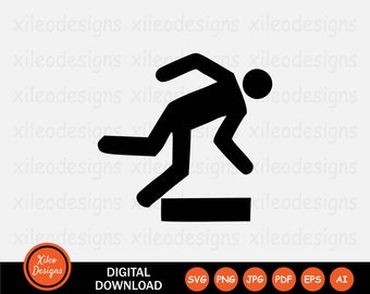 Falling Icon SVG Person Trip and Fall Over Accident Stumble Injury Vector Symbol Sign Graphic Clipart Cricut Digital Cut png jpg eps pdf ai