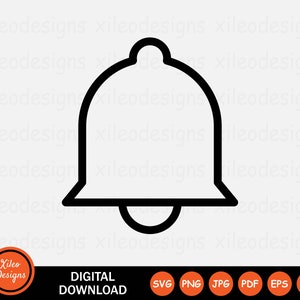 May include: A black and white outline of a bell icon. The bell is a common notification symbol used in digital interfaces.