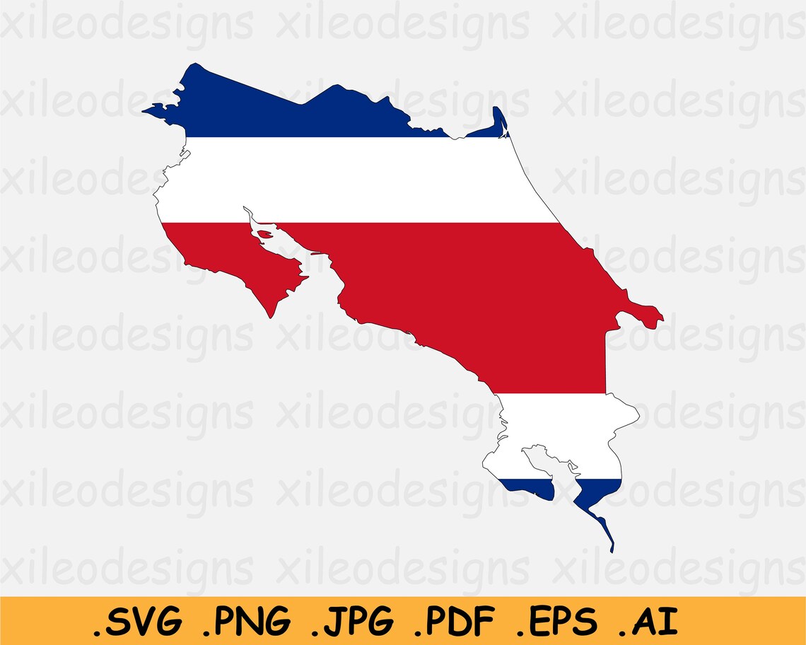 Costa Rica Flag Map SVG Costa Rican SVG Cricut Cut File Etsy