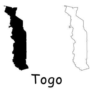 Karte von Togo, Togo Karte, detaillierte solide Umriss Grenze Grenze Landkarte von Togo, sofortiger digitaler Download svg png eps ai