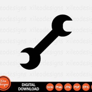 Spanner Icon SVG - Wrench Tool Repair Service Mechanic Construction Vector Symbol Sign Graphic Clipart Cricut Digital Cut png jpg eps pdf ai
