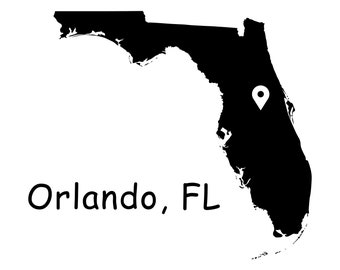 Orlando Florida State Map, Orlando City FL Florida USA Map, Orlando FL Florida Location Pin Drop Map, Instant Digital Download svg png eps