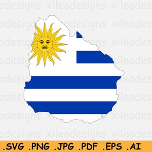 Uruguay Vlag Kaart SVG - Uruguayan Cricut Cut File, Land Natie Silhouet schets Atlas, Scrapbook Clipart Vector Icon, eps ai png jpg pdf