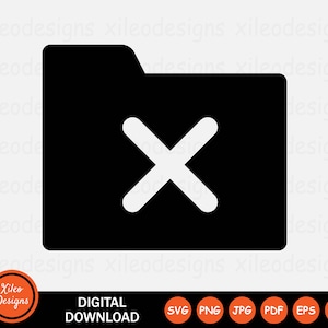 Ta bort mappikon SVG Avbryt dokument Ta bort fil Doc png jpg eps ai pdf Digital nedladdning Vektorgrafik Clipart Vektortecken Symbol Cricut
