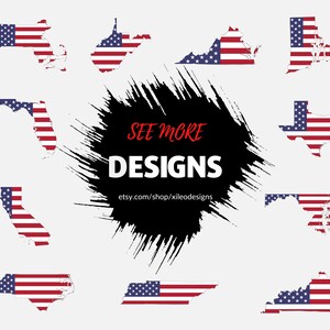 50 US State Maps on American Flag SVG - Individual USA America States ...
