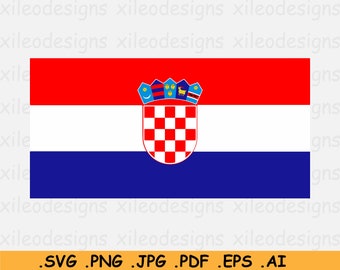 Croatia National Flag SVG, Croatian Nation Country Banner, Instant Digital Download File, Clipart Vector Graphic Icon - eps ai png jpg pdf