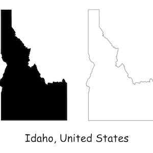 Idaho Map SVG - ID USA United States of America us, Schwarz-Weiß Silhouette Clipart Vektor Grafik Icon Banner - svg eps png jpg