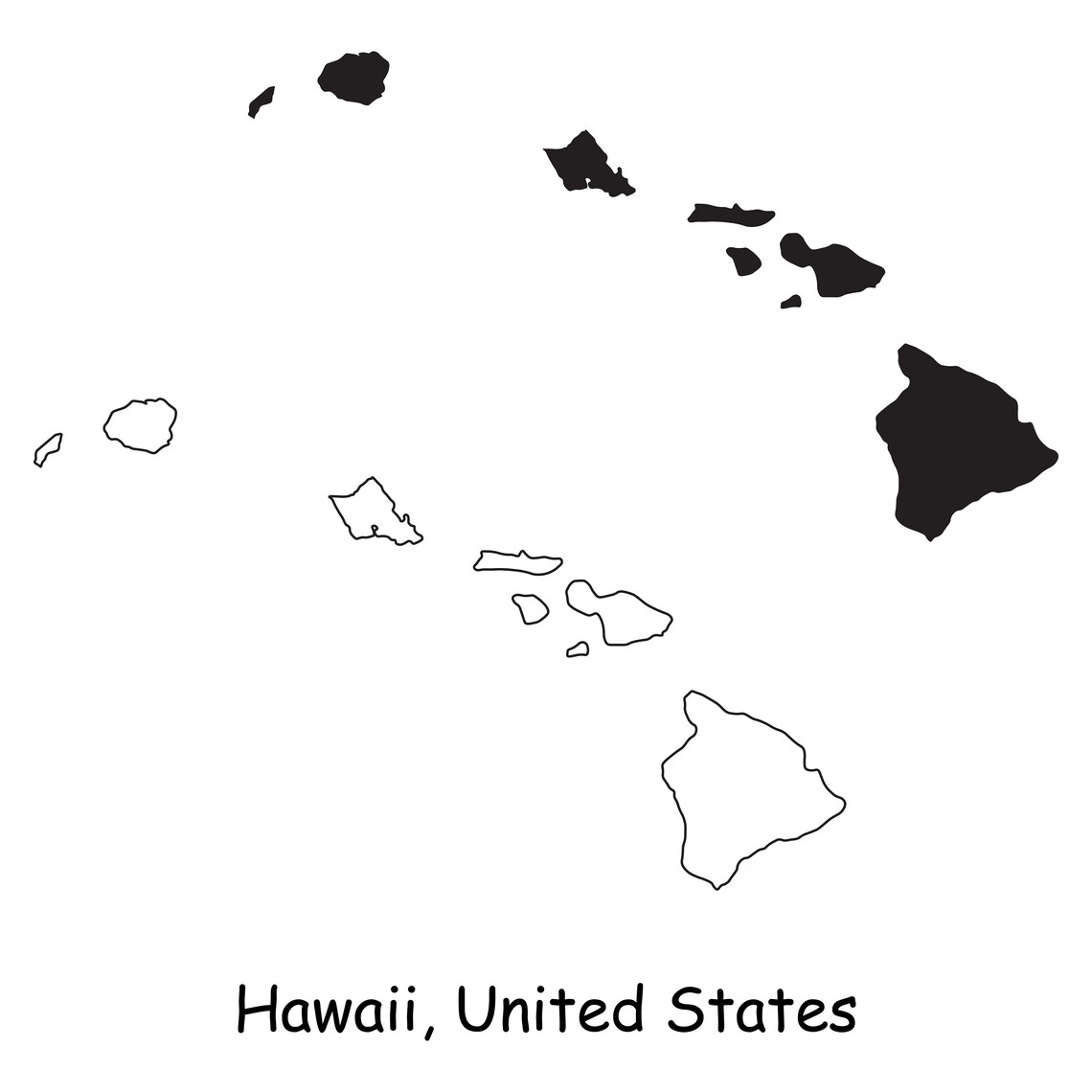 Hawaii Map SVG HI USA United States of America us Black and | Etsy