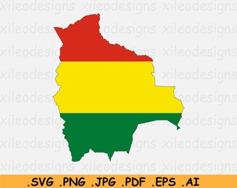 Mapa Boliwii Flaga SVG, Mapa Boliwii, Boliwijska Flaga Narodowa, Mapa Boliwii SVG, Natychmiastowe cyfrowe pobieranie Clipartów Kraju - eps ai png jpg pdf