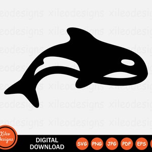 Orca Whale Icon SVG Fish Marine Animal Wildlife Killer Graphic Vector Sign Symbol Clipart Cricut Digital Download Vector png jpg eps pdf ai