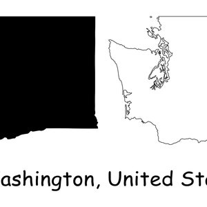 Washington Kaart SVG - WA USA Verenigde Staten van Amerika us, Black Outline Silhouette Clipart Vector Graphic Icon Banner, svg eps ai png jpg pdf