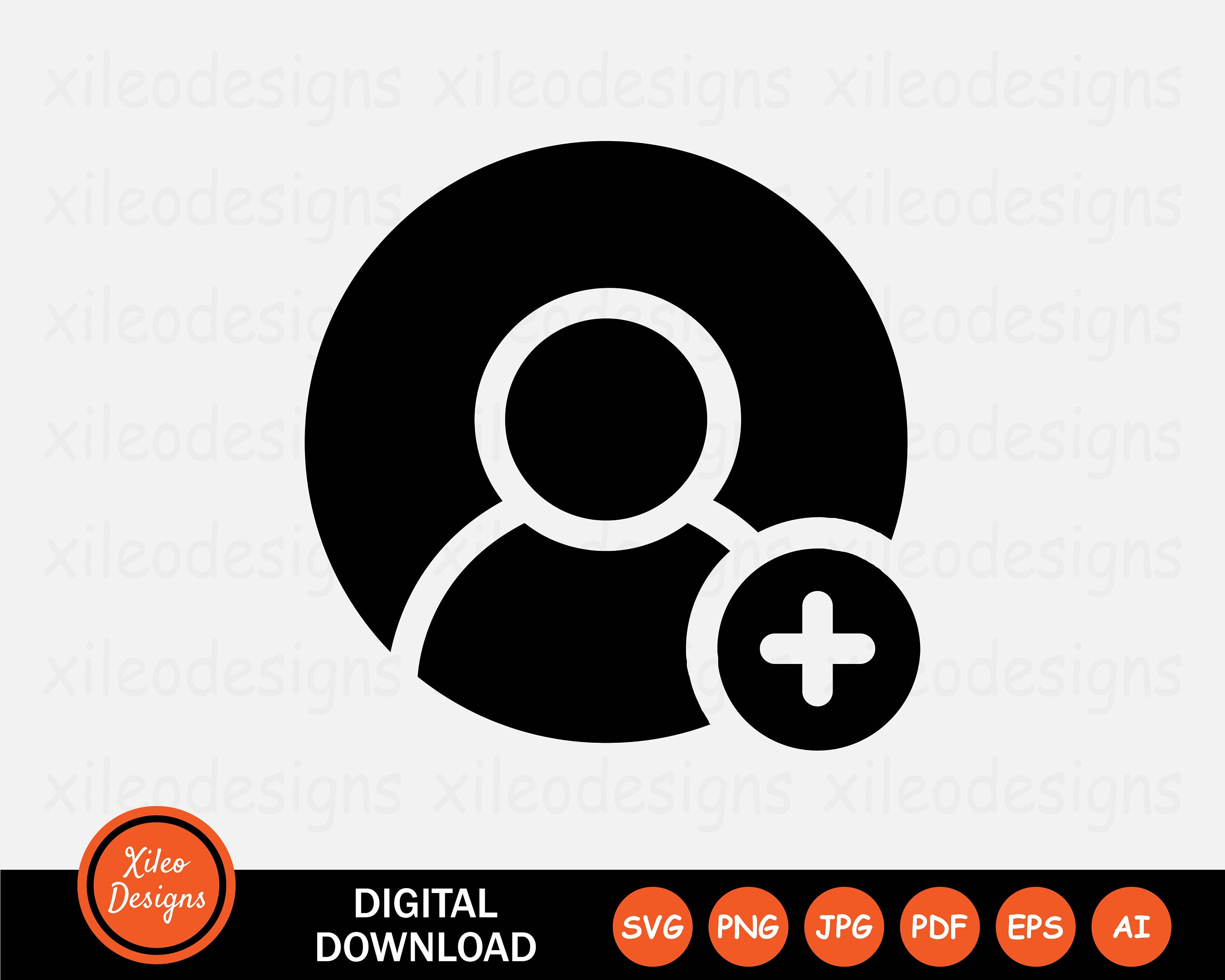 Add User Outline Icon SVG - New Contact Member Profile Social Account ...