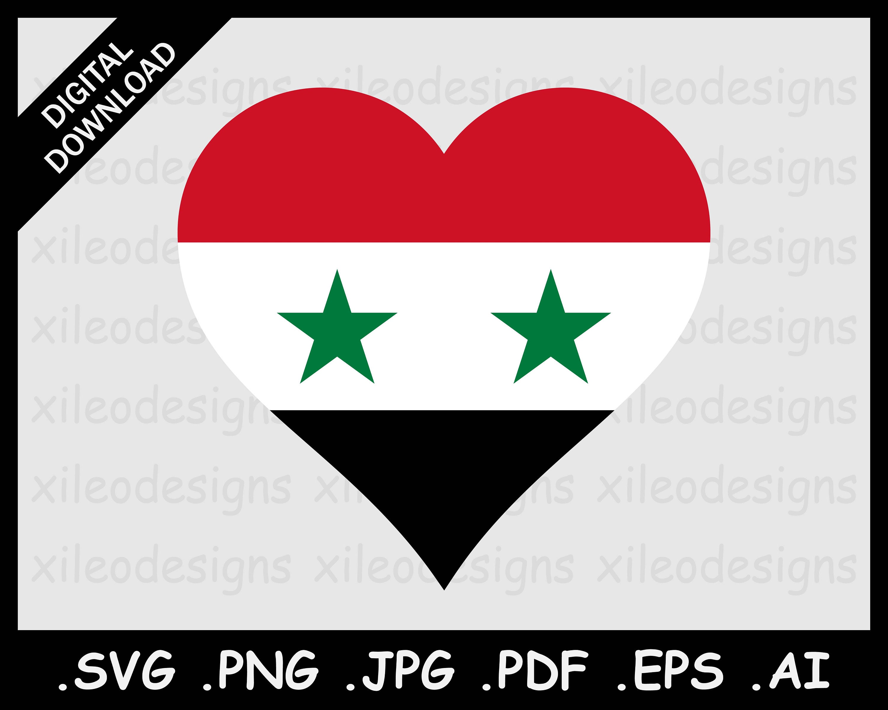 Syrien National flagge Bundle Svg, Syrien Flagge, Syrisches Herz