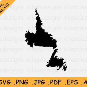 Newfoundland and Labrador Canada Map SVG, Kanadier Provinz Border Border Shape Black Silhouette, Cricut Cut File Icon, eps ai png jpg pdf