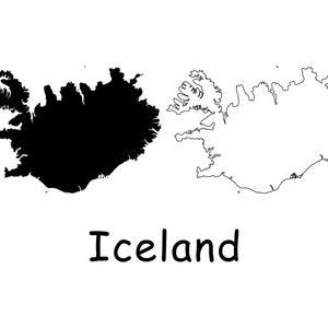 Landkarte von Island, isländische Karte, schwarz und weiss detaillierte solide Umriss Landeskarte von Island, sofortiger digitaler Download svg png eps ai