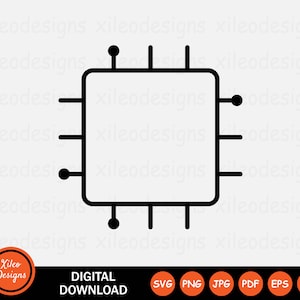 Computer-Chip-Symbol SVG-CPU-Prozessor Chip-Halbleiter-Symbol-Zeichen-Grafik-Clipart-Entwurfs-Veilchen Cricut Digitaler Download png jpg eps pdf ai svg