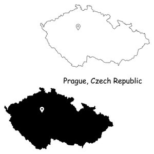Prag Tschechien Karte Hauptstadt Landkarte Pin Schwarz Weiß Silhouette Umriss Geografie Region Karten jpg svg png ai eps