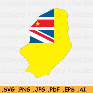 Niue Karte Flagge SVG Cricut geschnitten Datei, assoziierten Zustand der Neuseeländischen Land Nation Silhouette Umriss Clipart Vektor-Symbol, eps ai png jpg pdf