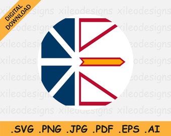 Newfoundland en Labrador SVG, Round Flag SVG, Canada Provincie Circular Circle Banner Button Icon Vector Cricut Cut File, eps ai png jpg pdf