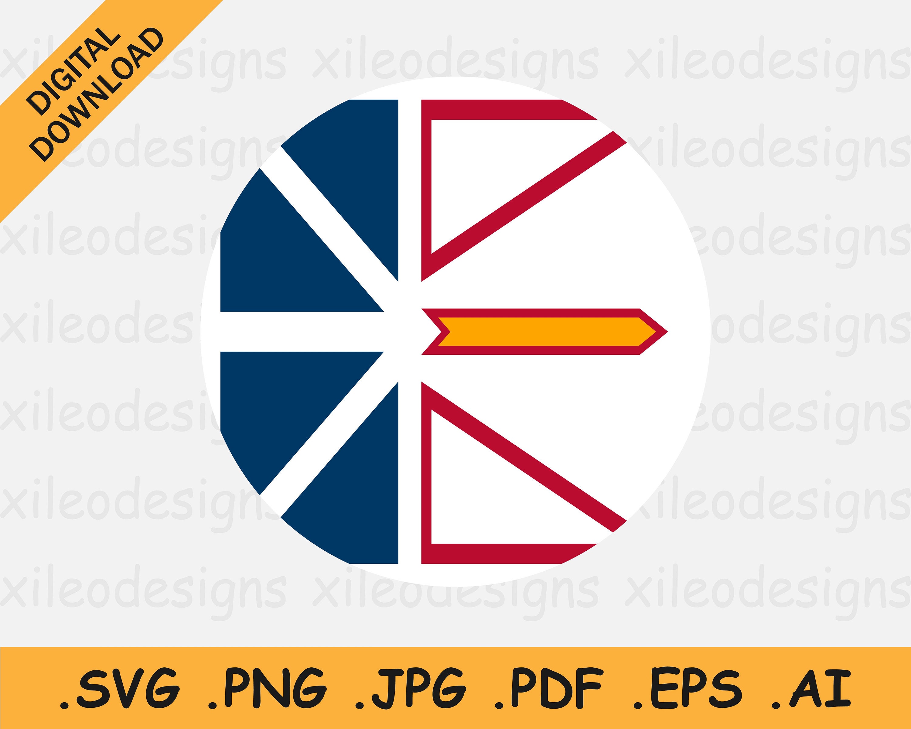 Newfoundland and Labrador SVG, Round Flag SVG, Canada Province Circular  Circle Banner Button Icon Vector Cricut Cut File, eps ai png jpg pdf, image size:3000x2400