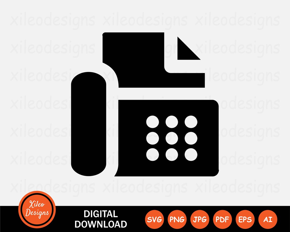 Fax Machine Icon SVG Office Phone Printer Telephone Old Png Jpg Eps Ai ...